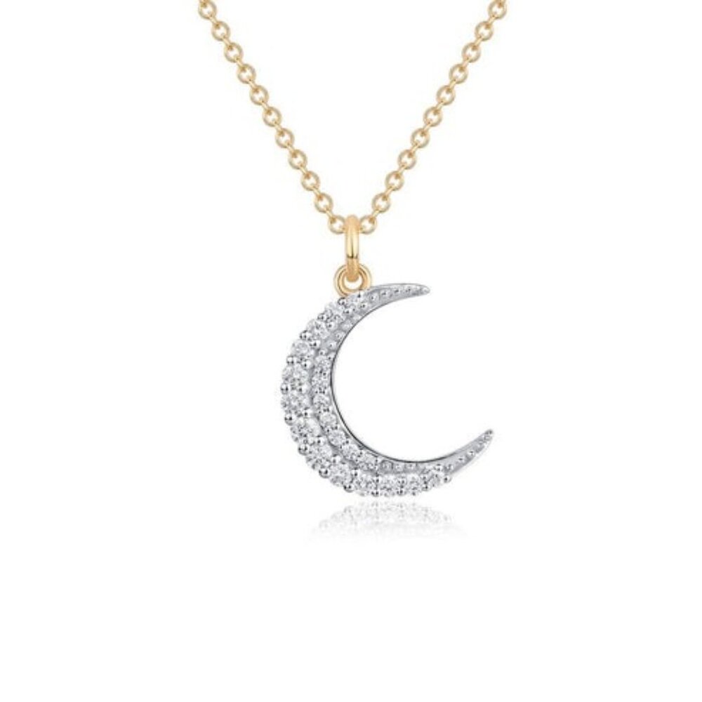 Brilliance Half Moon 14K (or 18k upon request) Yellow Gold Pendant Necklace